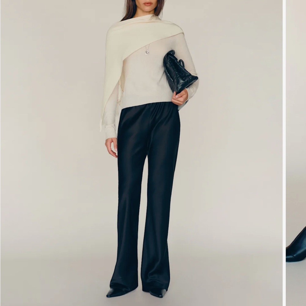 Reformation Black Silk Pants